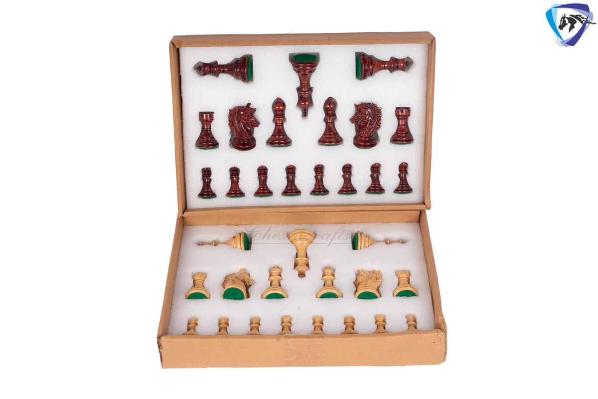 3" Luxury Staunton Bud Rosewood & Boxwood Chess pieces Set- Alexander MINIATURE EDITION + 16" Bud Rosewood Chess Board