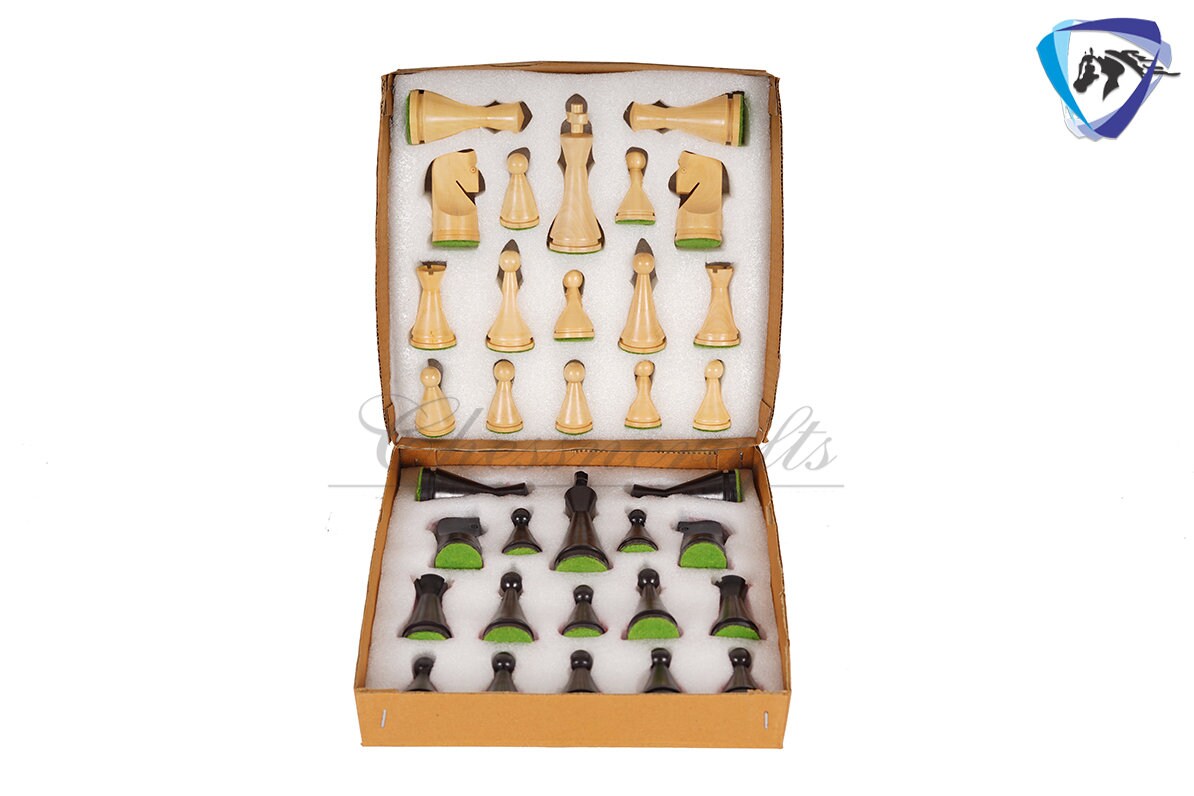 Chess Board Set Russian Soviet Reproduced Classic Chess pieces 4" in Ebonized boxwood + 16" Ebonywood Chess Board Set