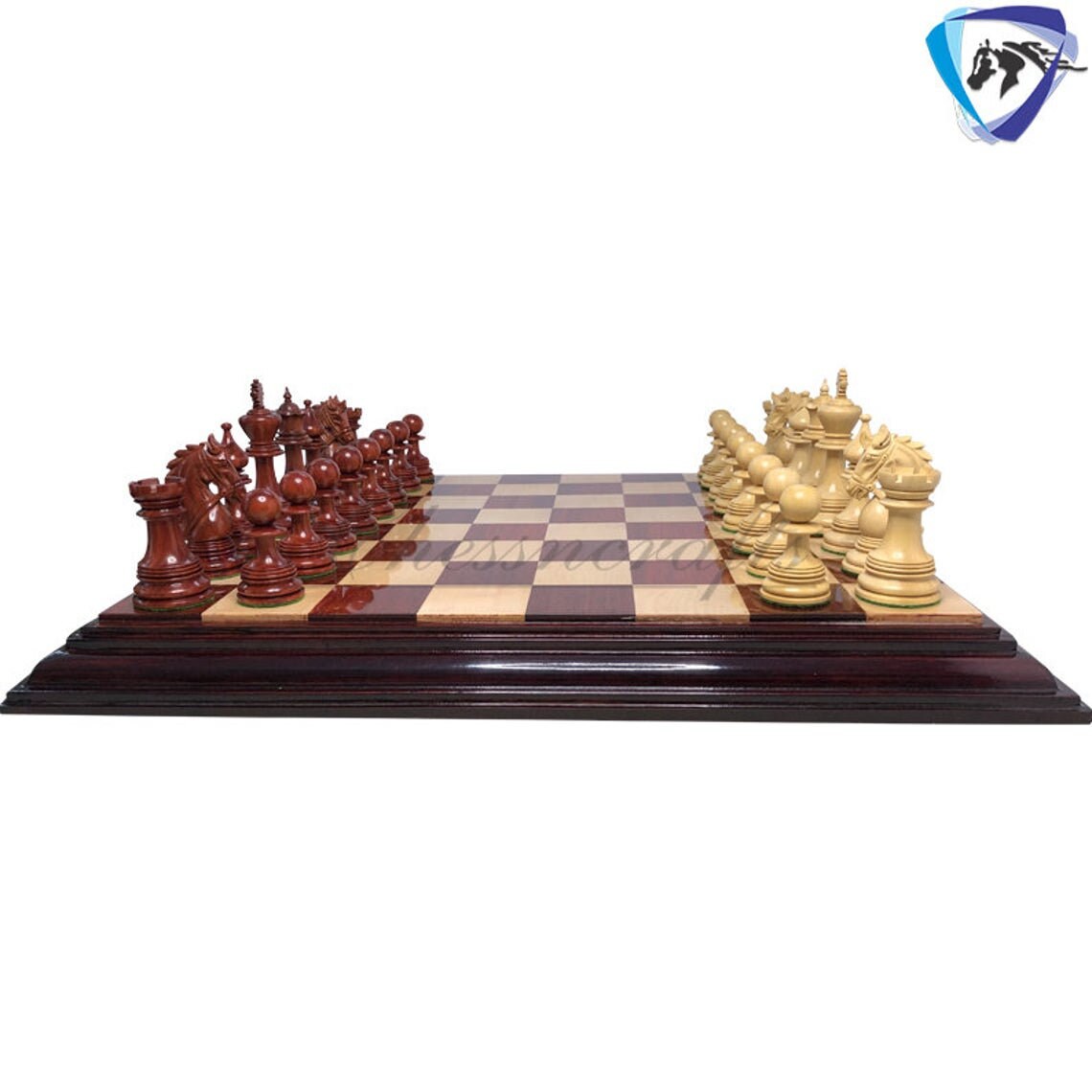 4.4" Luxury Staunton Chess Pieces Set in Bud Rose wood & Boxwood- HADRIAN Triple Weighted w/ 2 Extra queens- 4Q