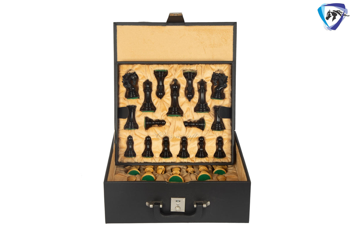 4.5" Staunton Ebony wood Chess pieces Set- BENEVENTO - Triple Weighted + 23" Ebony wood Chess Board(SQ:60mm) + Leatherette storage Box.