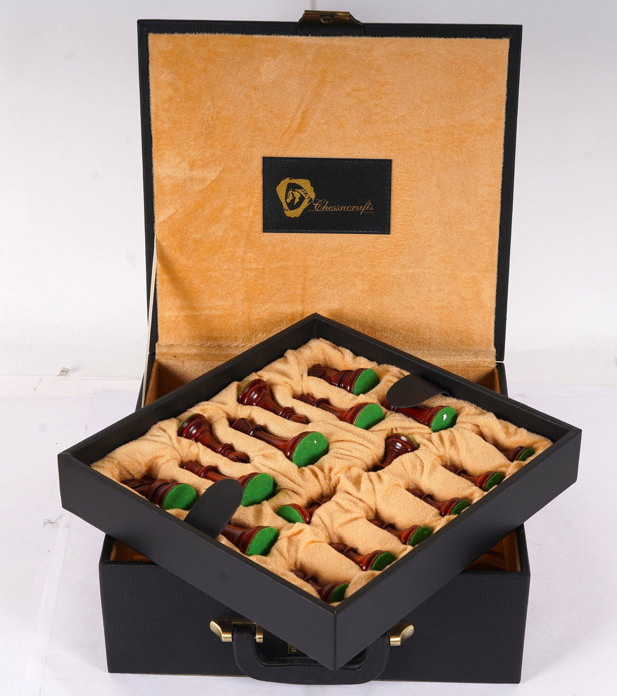 4" Sleek Staunton Chess pieces Set - Rosewood Chess Pieces Triple weighted - 21" Rosewood Chess Board(55mm) + Leather Storage Box COMBO