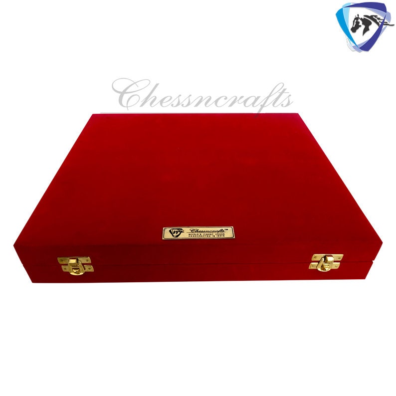 Solid Brass carving classic Chess set- 100% brass Slim chess men hand carved with velvet storage box