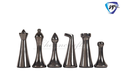 16" Metal Chess Board set- 3.7" Metal Modern minimalist Chess Pieces Set BLACK & GOLD/SILVER Luxury chess set- chess with storage box