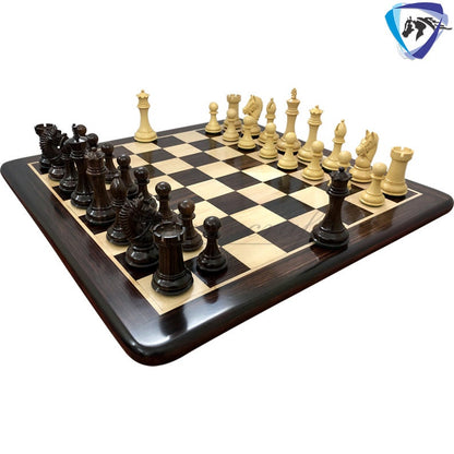 4.1" Staunton Chess Pieces Set in Rose wood & Boxwood- EXCALIBUR  Weighted w/ 2 Extra queens- 4Q
