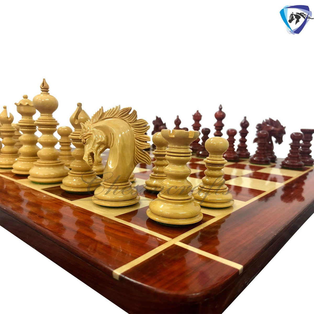 4.4" Staunton Ebony wood / Bud Rosewood Chess pieces Set- St. Petersburg-Savano Luxury Artisan Series- Heavy Weighted 2 Extra queens