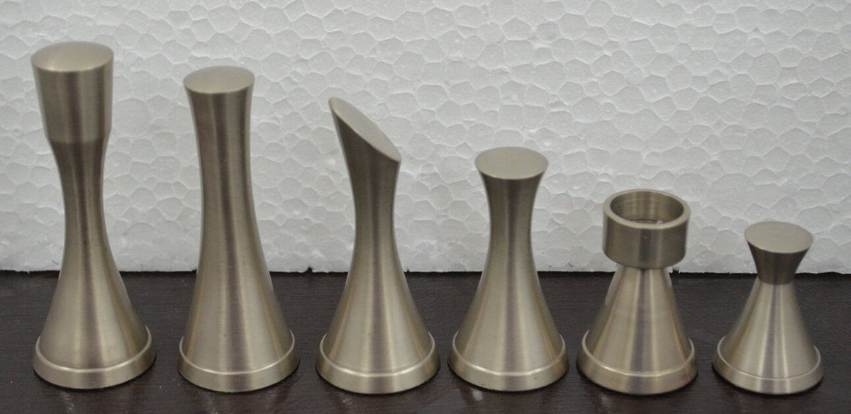 Solid Brass Chess pieces set MINIMALIST STEEL SLEEK Silver copper finish Chess coins set- King: 3.5"