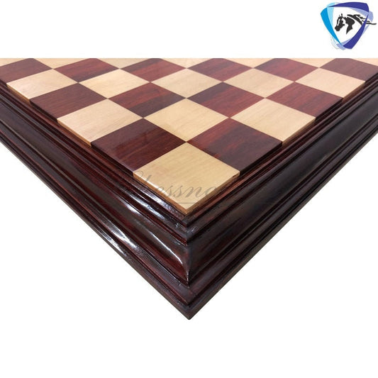 23" & 21" Bud Rosewood chess board STEPS BORDER ELEVATED Super fine smooth polish. Exclusive unique grain padauk wood