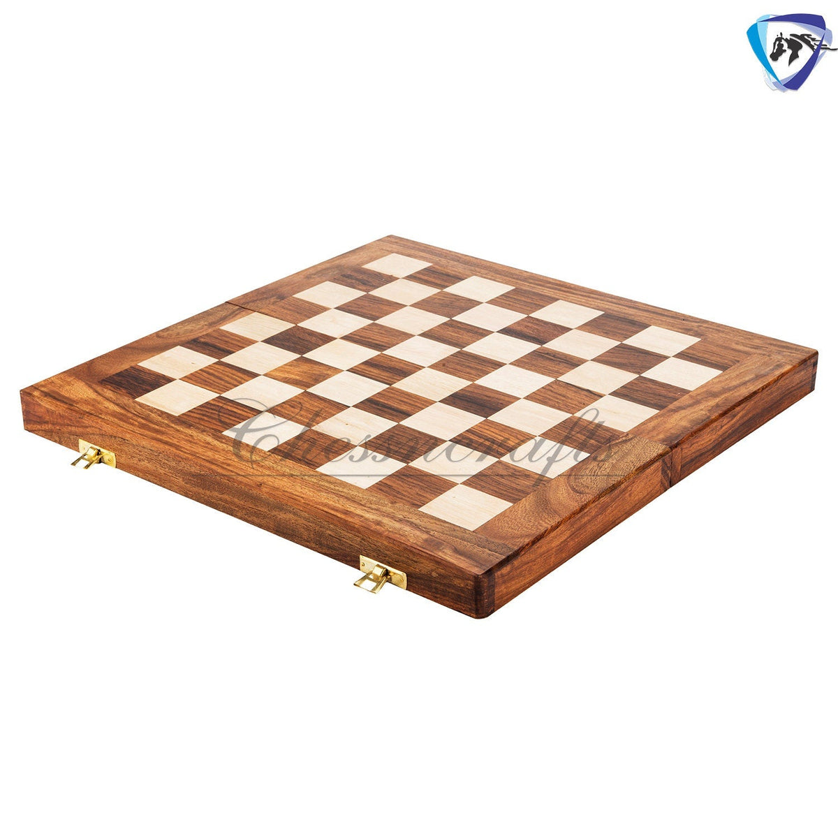 Solid Brass Chess pieces set French Silver copper King: 4.25" & Rose wood folding chess board-16" x 16" with chess pieces storage.