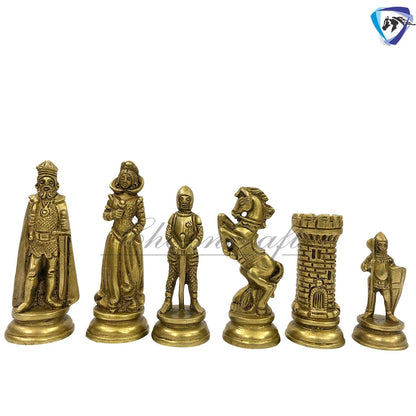 Indian Brass Metal Chess Pieces Set Antique Vintage Figures Chess set + 21" Rosewood Chess Board set