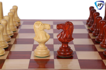 4" Bud Rosewood Staunton chess pieces set EMPIRE series + 19" Bud Rosewood Chess board(sq 51mm) + Leather Storage box for chess men