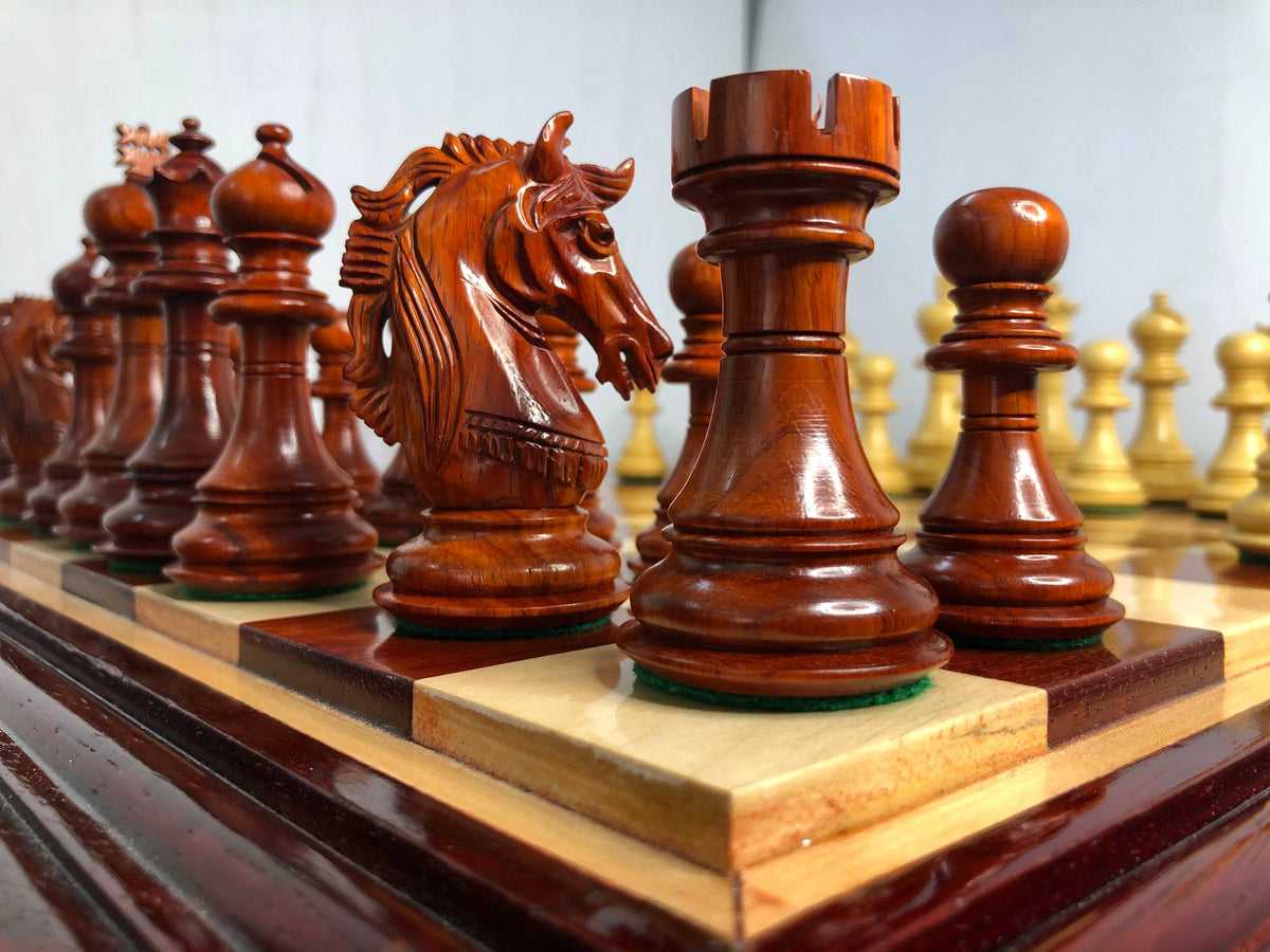 4.5" Luxury Staunton Ebony wood & Boxwood Chess pieces Set- Alexander Luxury- Triple Weighted 2 Extra queens- ONLY CHESS PIECES