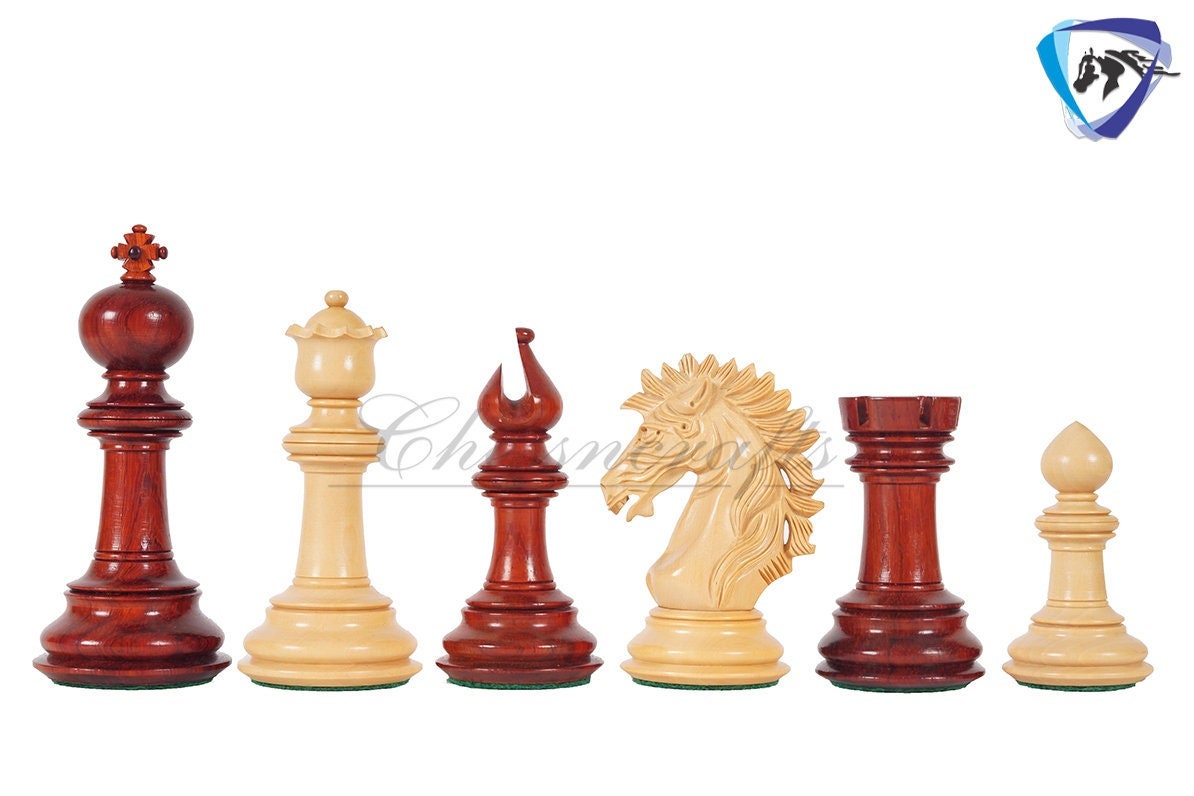 4.5" Staunton Bud Rosewood Chess pieces Set- VICTORIA CROSS - Triple Weighted + 21" Bud Rosewood Chess Board  + Leatherette storage Box.