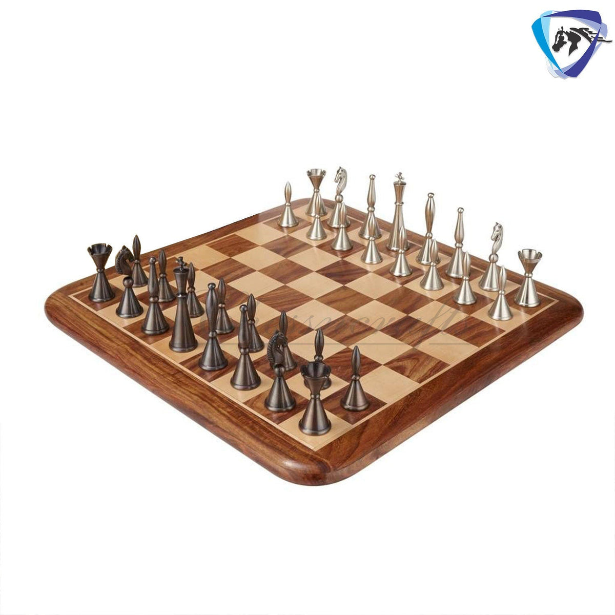 Solid Brass Chess pieces set French Silver copper King: 4.25"