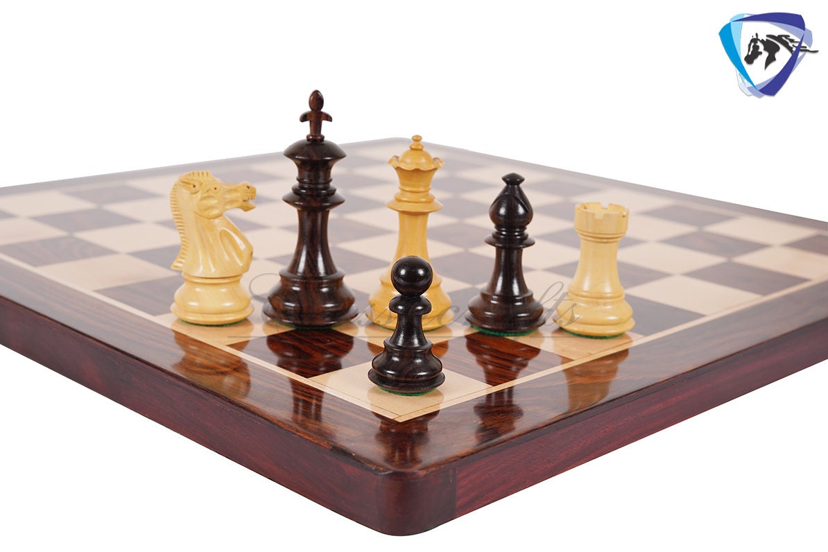 COMBO of 4" Royal Staunton Rosewood Chess Pieces Set Weighted 4Q + 19" Rosewood Chess Board SQ: 51mm(2") & Leather Storage Box