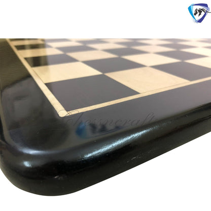 19" Ebony wood chess board rounded corners and edges Super fine lacquered polish-IMPERFECT CHESS BOARD- minor imperfections- special offer