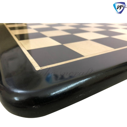 21" & 19" Ebony wood chess board Square: 55mm and 51 mm Rounded corners and edges Super fine lacquered polish