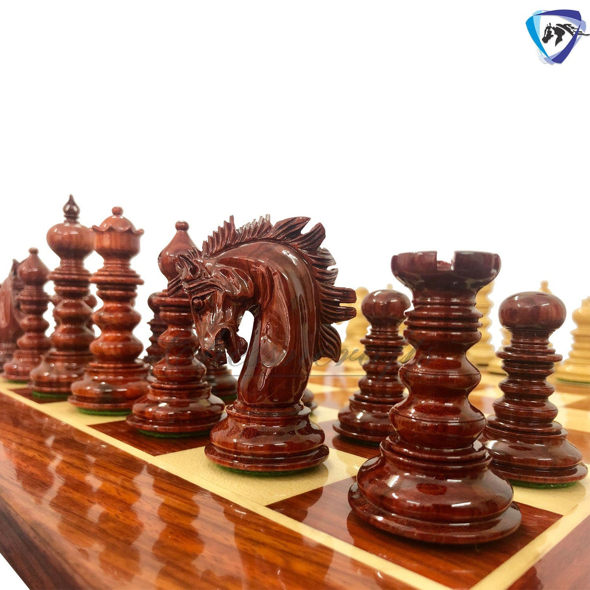 4.4" Staunton Ebony wood / Bud Rosewood Chess pieces Set- St. Petersburg-Savano Luxury Artisan Series- Heavy Weighted 2 Extra queens