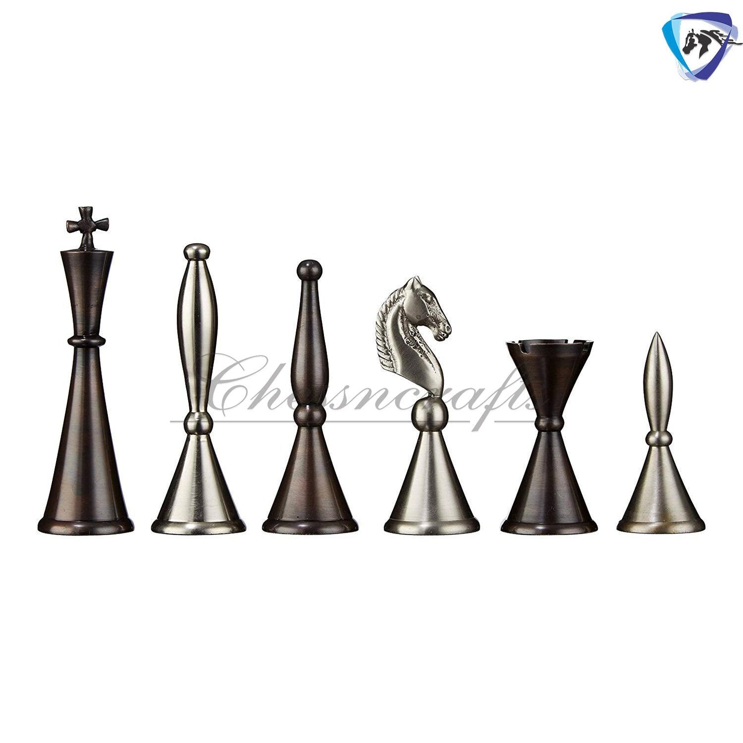 Solid Brass Chess pieces set French Silver copper King: 4.25" & Rose wood folding chess board-16" x 16" with chess pieces storage.