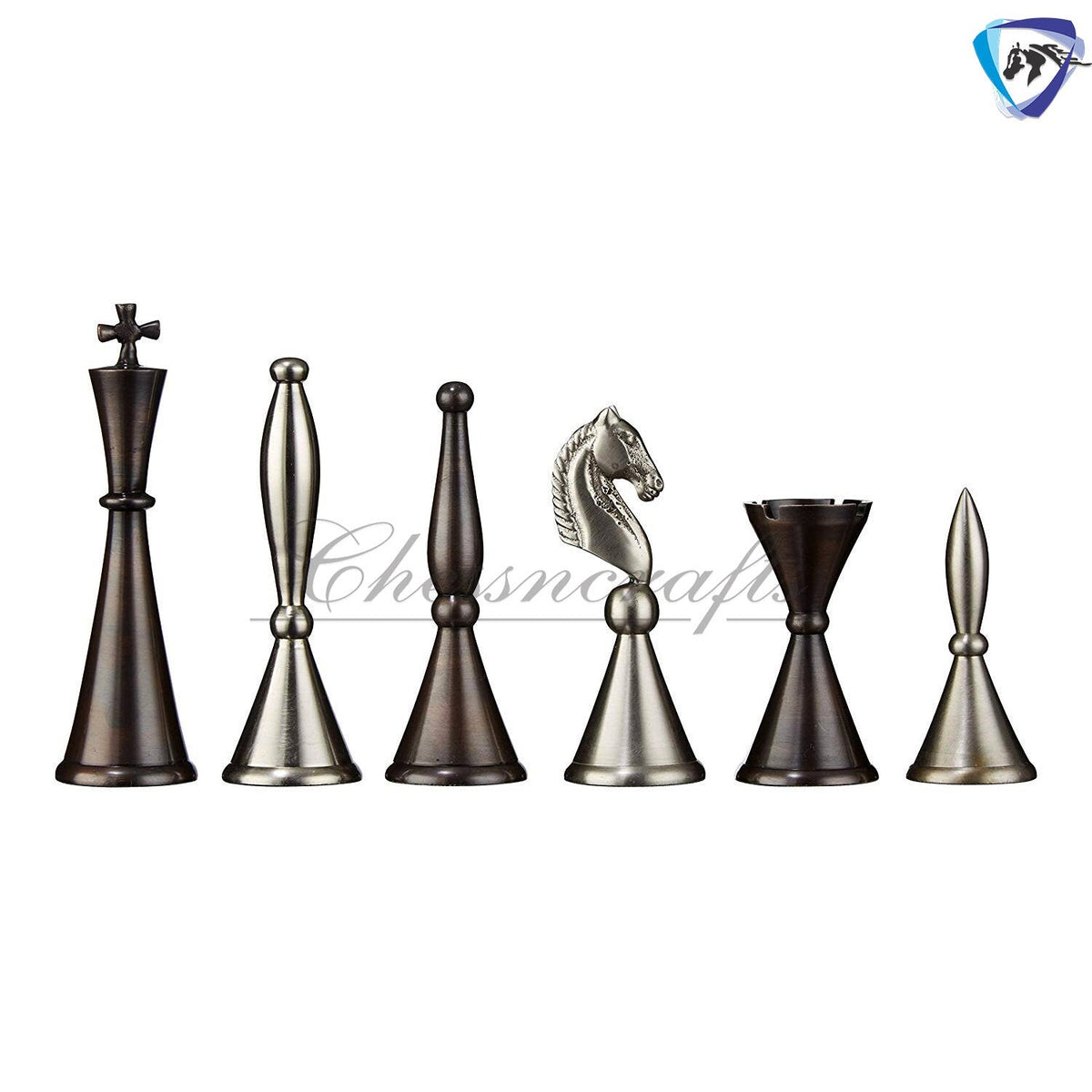 Solid Brass Chess pieces set French Silver copper King: 4.25" & Rose wood folding chess board-16" x 16" with chess pieces storage.