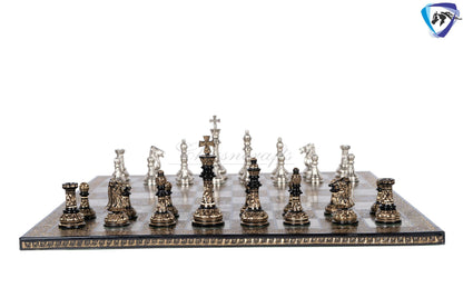 21" Giant Brass chess Board set Luxury Hand carving chess board & King: 4.75" Brass Chess Pieces set With storage Box- Big Size Metal Chess