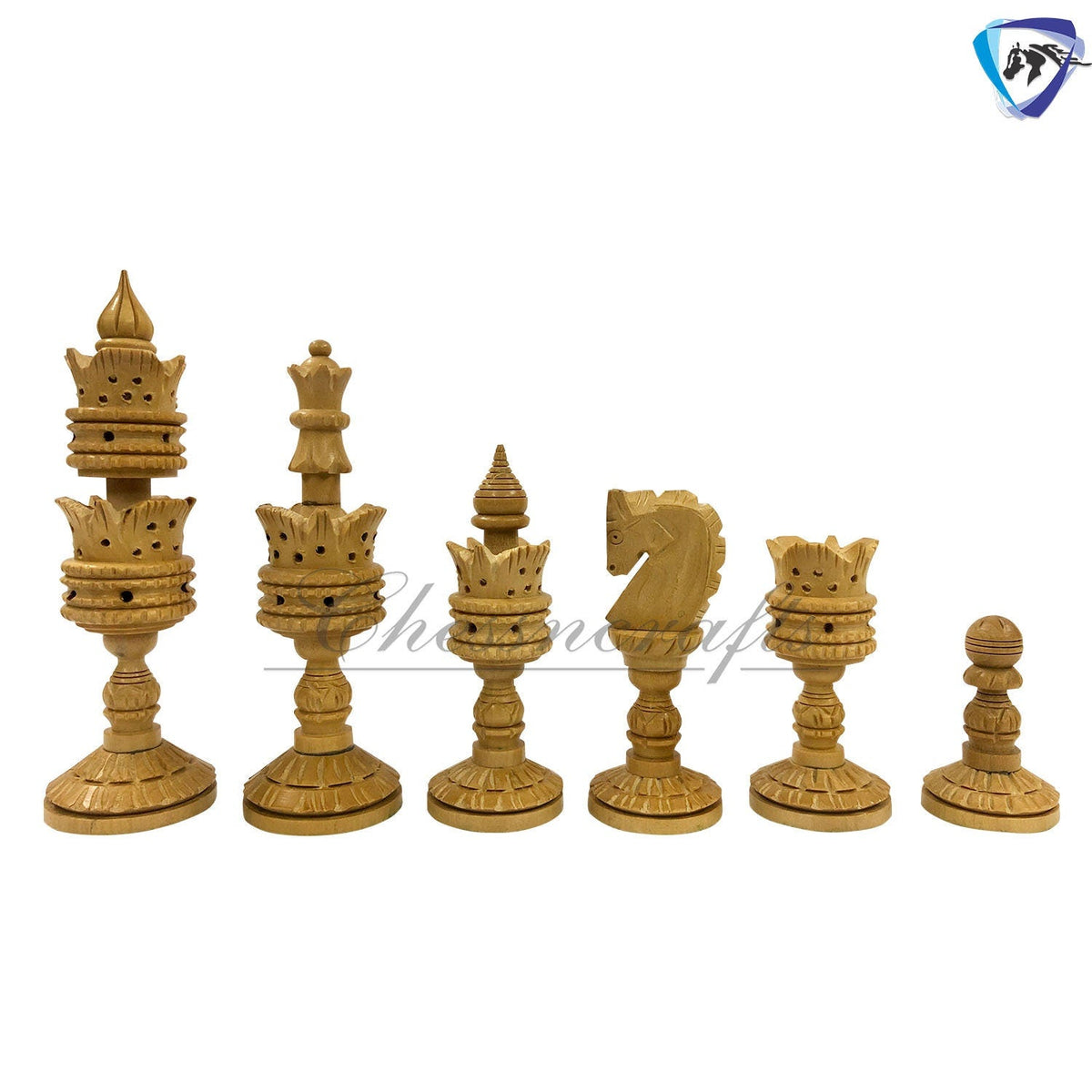 Wooden Chess pieces set - 4.25" LOTUS ARTISTIC Hand carved chess pieces in Ebonywood & Boxwood