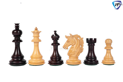 4.5" Luxury Staunton Rosewood & Boxwood Chess pieces Set- Alexander Luxury- Triple Weighted + 21" Rosewood Chess Board + Leather Storage Box