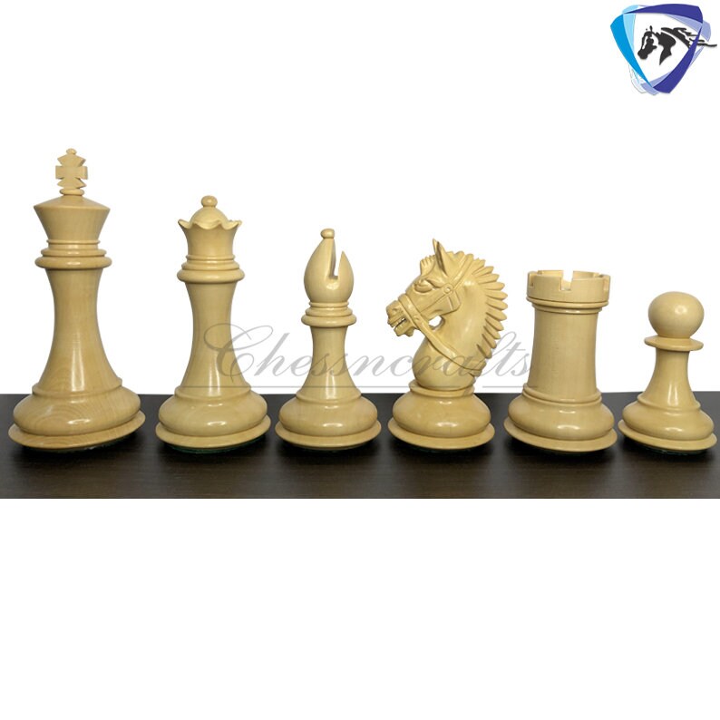 4.1" Staunton Chess Pieces Set in Rose wood & Boxwood- EXCALIBUR  Weighted w/ 2 Extra queens- 4Q