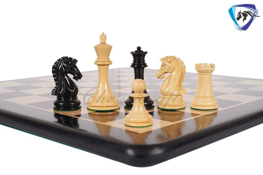 3.75" Sinquefield Ebonywood Chess Pieces Staunton Chess Pieces Set - St. Louis Series + 21" Ebonywood chess board + Leatherette storage box
