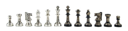 14" Brass Chess Board set Staunton Hand carved Chess Pieces King: 3" with velvet storage box - Chess Board set With Box- Chess gift for him