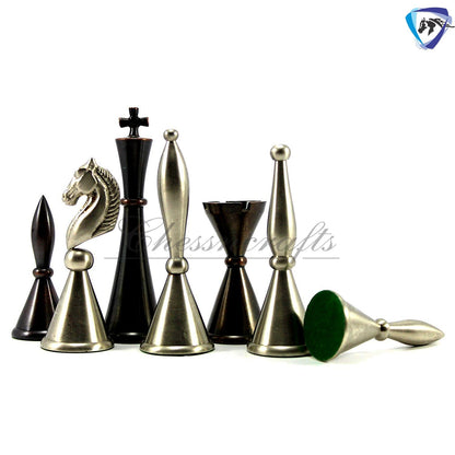 Solid Brass Chess pieces set French Silver copper King: 4.25"