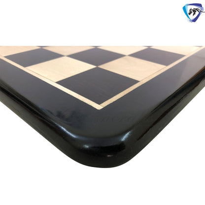 21" & 19" Ebony wood chess board Square: 55mm and 51 mm Rounded corners and edges Super fine lacquered polish