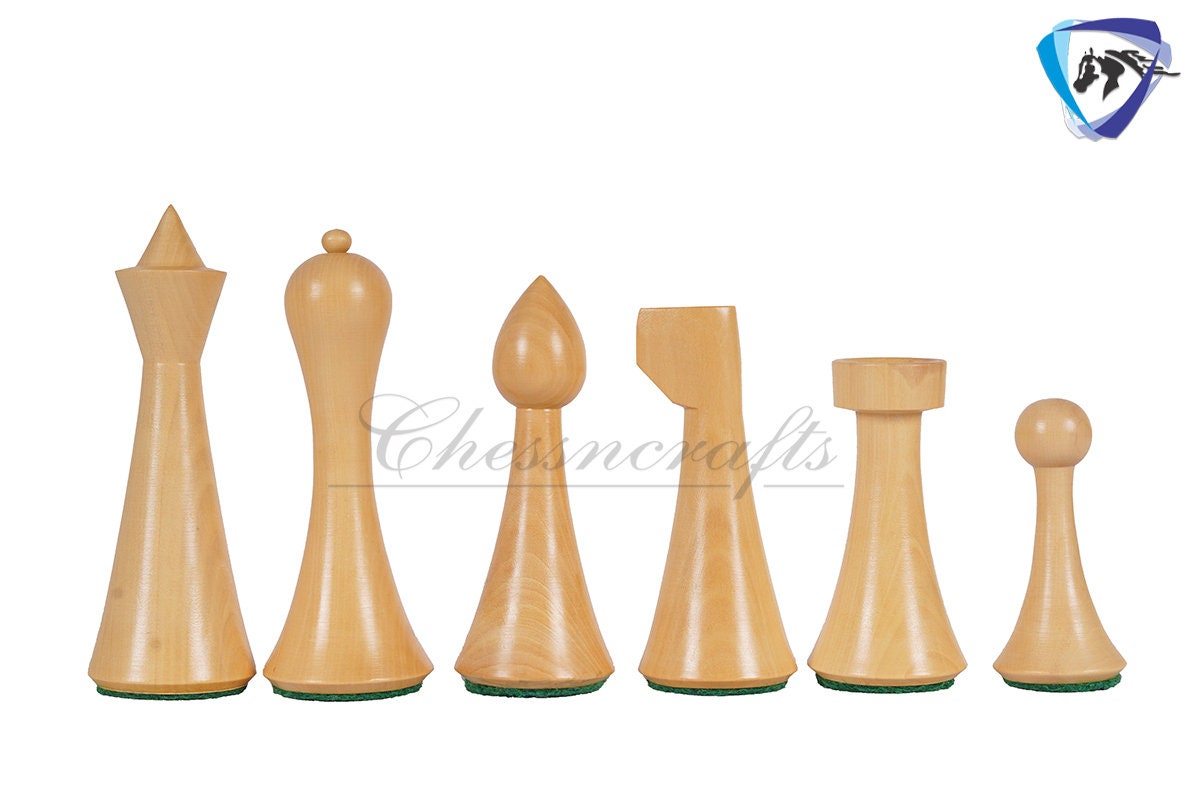 COMBO of Herman Ohme chess set w/ 16" Rosewood chess board - Minimalist Mid Century Chess coins King 3.75" Weighted Extra Queens.