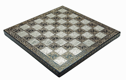 14" Brass Chess Board set Staunton Hand carved Chess Pieces King: 3" with velvet storage box - Chess Board set With Box- Chess gift for him