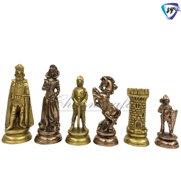 Indian Brass Metal Chess Pieces Set Antique Vintage Figures Chess set + 21