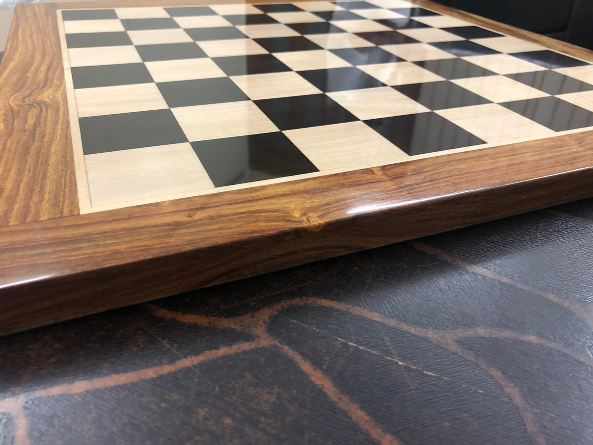 IMPERFECT 21" and 23" Ebony wood & Maple wood flat chess board 60mm square Rosewood border Handcrafted big size chess board. SQ: 55mm and 60mm (Copy)