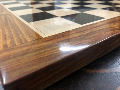 IMPERFECT 21" and 23" Ebony wood & Maple wood flat chess board 60mm square Rosewood border Handcrafted big size chess board. SQ: 55mm and 60mm (Copy)