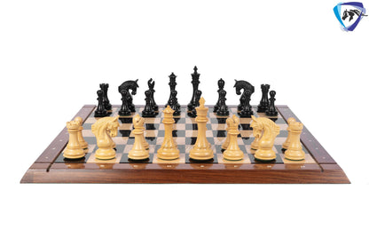 4.5" Staunton Ebony wood Chess pieces Set- CONTEMPORARY series + 23" Ebonywood chess board(60mm) with notations + Leatherette storage box