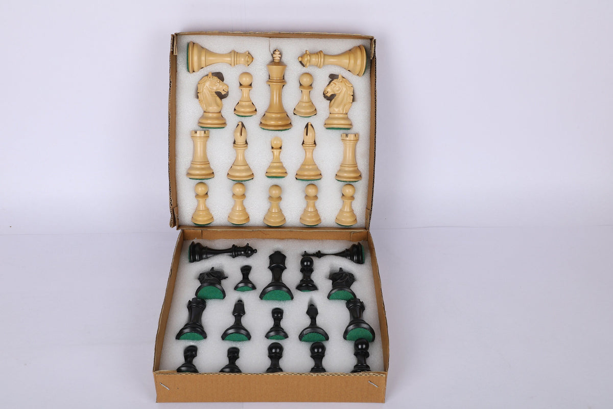 3.75" Fischer-Spassky Chess Pieces set in  Ebonized Boxwood 1972 World Championship Chessmen - Weighted -2 Extra queens 4Q| chess gift|