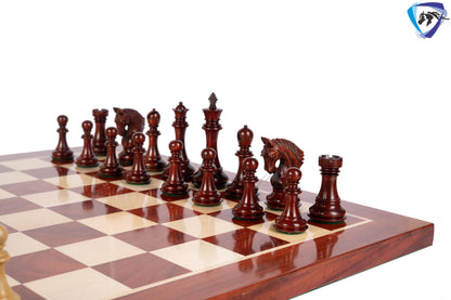 4.5" Staunton Bud Rosewood Chess pieces Set- CONTEMPORARY series + 23" Bud Rosewood Chess board(60mm)  + Leatherette storage box