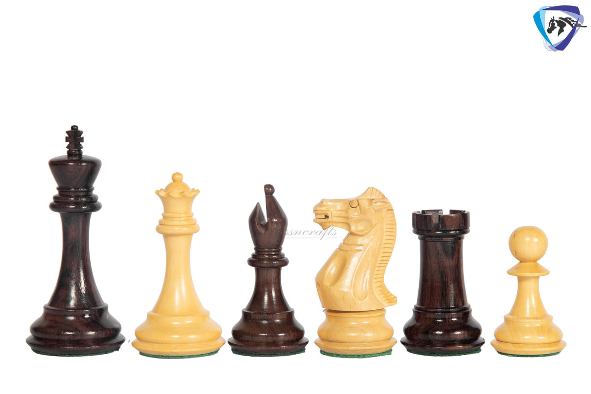 4" Sleek Staunton Chess pieces Set - Rosewood Chess Pieces Triple weighted - 21" Rosewood Chess Board(55mm) + Leather Storage Box COMBO