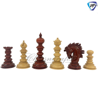 4.4" Bud Rosewood Chess Pieces Set St. Petersburg / Savano Series Luxury Artisan Padauk chess Set Weighted Extra queens- 4Q Weighted