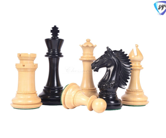 4.5" Ebonywood Staunton Chess pieces Set- CAVALIER Series + 23" Ebony wood Chess Board(sq-60mm) + Leather Storage Box