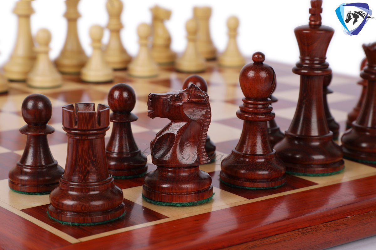 3.75" Fischer-Spassky Chess Pieces set in Bud Rosewood & Boxwood 1972 World Championship Chessmen - Weighted -2 Extra queens 4Q| chess gift|