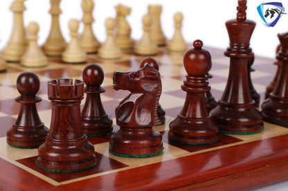 3.75" Fischer-Spassky Chess Pieces set in Bud Rosewood & Boxwood 1972 World Championship Chessmen - Weighted -2 Extra queens 4Q| chess gift|