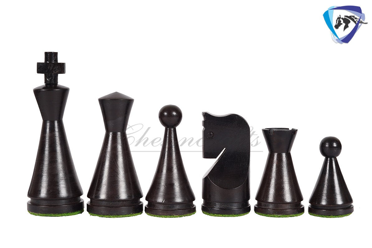 Chess Board Set Russian Soviet Reproduced Classic Chess pieces 4" in Ebonized boxwood + 16" Ebonywood Chess Board Set