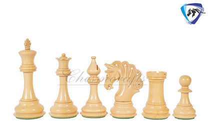 4.2" Luxury Staunton Chess Pieces Set in Ebonywood(natural black) & Boxwood- MAYFAIR Triple Weighted w/ 2 Extra queens- 4Q