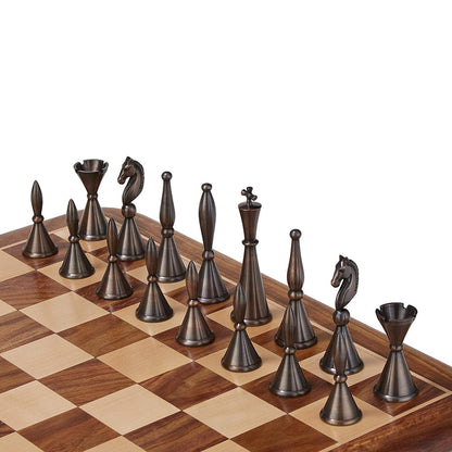 Solid Brass Chess pieces set French Silver copper King: 4.25"