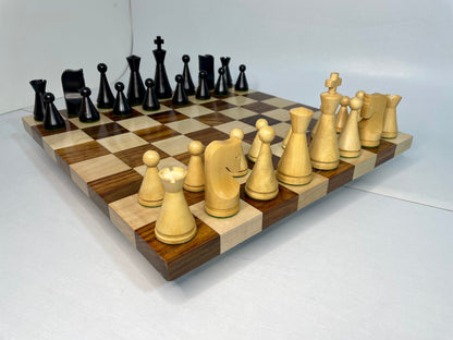19th Century Russian Soviet Reproduced classic series Chess pieces 4" in Ebonized boxwood/ 50MM Golden Rosewood Borderless Chess Board Combo