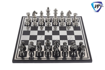 14" Metal Chess Board Set Staunton design 3.25" chess pieces with chess board.