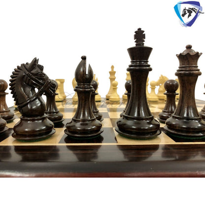 4.1" Staunton Chess Pieces Set in Rose wood & Boxwood- EXCALIBUR  Weighted w/ 2 Extra queens- 4Q